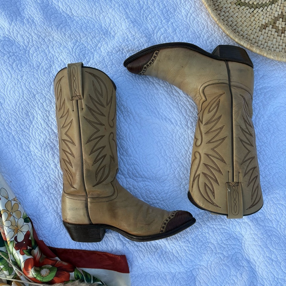 Dan Post Western Cowboy Boots | Leather | Vintage | Sz 6.5 - Picture 3 of 16
